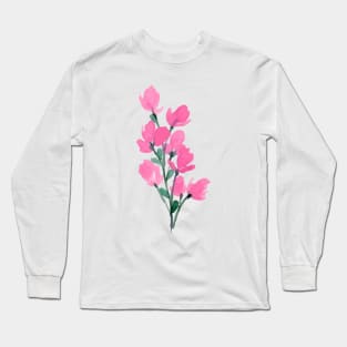 Pink Watercolor Wild Flower Long Sleeve T-Shirt